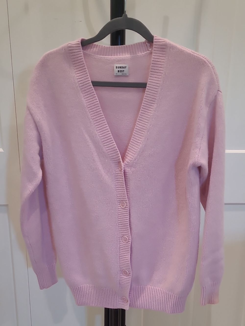 Sunday Best Aritzia Light Pink Merino Wool V-Neck Button Cardigan